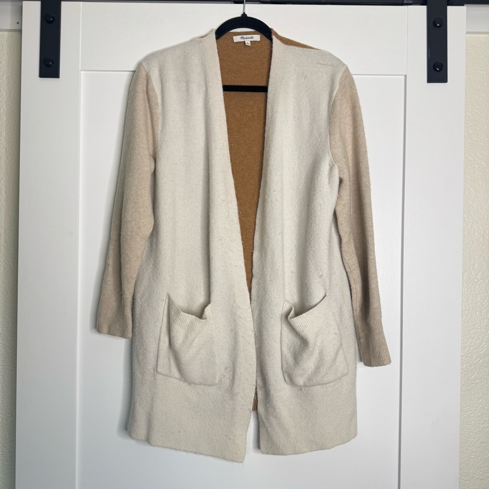 Madewell cream color block cardigan